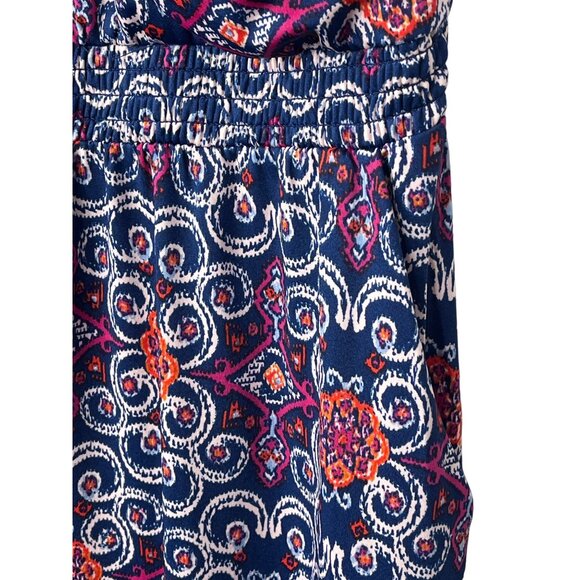 New Directions Jumpsuit XL Blue Sleeveless Wide Leg Boho Ikat Print Casual Work - Picture 7 of 7